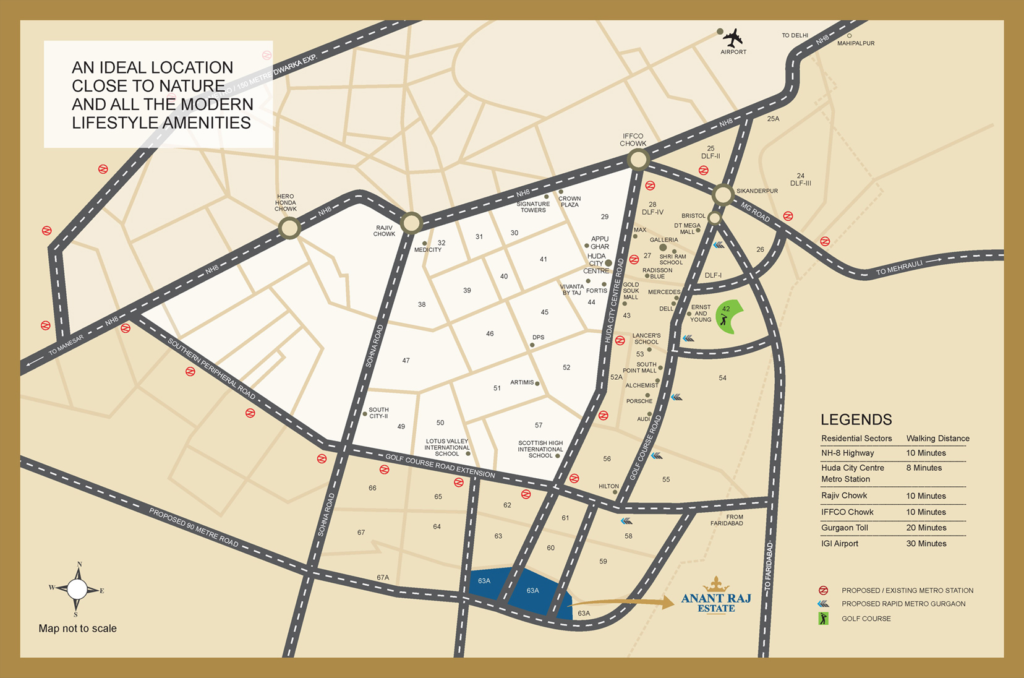 anantraj estate villas gurgaon location map