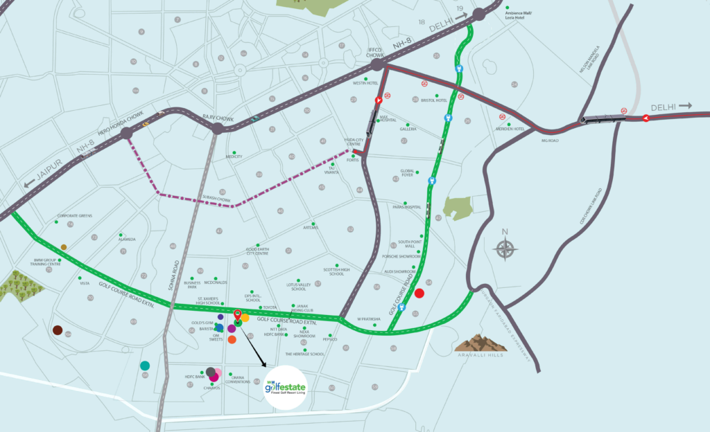 M3M Golf Estate location map