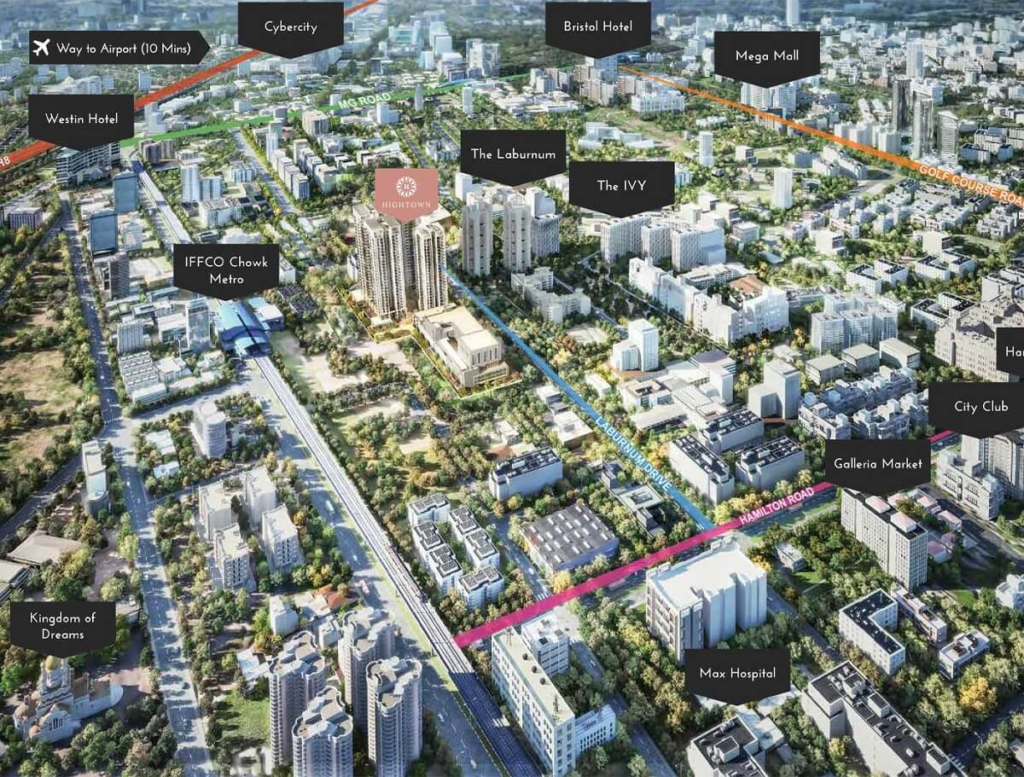 Silverglades Hightown Residences Sector 28 Gurgaon location map