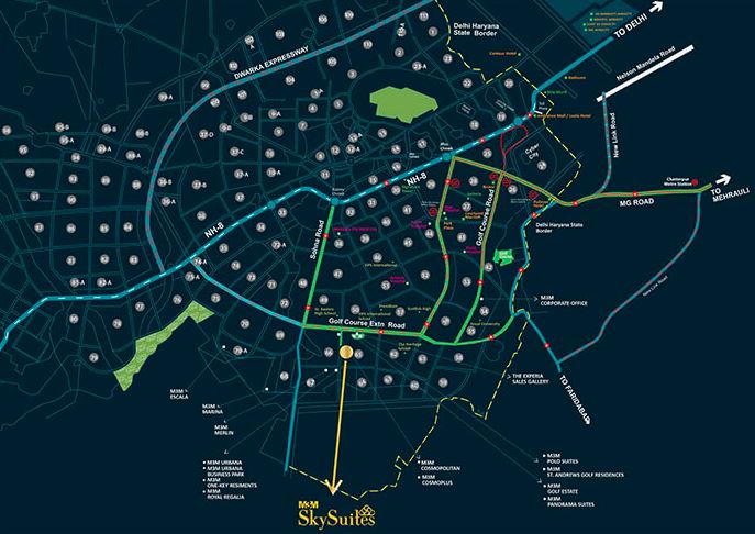 m3m sky suites sector 65 location map